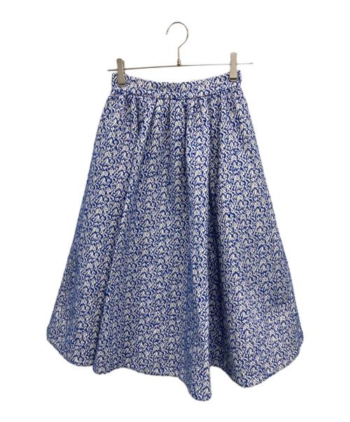 LE CIEL BLEU（ルシェルブルー）LE CIEL BLEU (ルシェルブルー) ジャガードスカート ブルー×ホワイト サイズ:34の古着・服飾アイテム