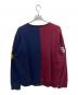 POLO RALPH LAUREN (ポロ・ラルフローレン) パイルロゴ ワッペン ドッキング クルーネック スウェット レッド×ネイビー サイズ:L：7000円