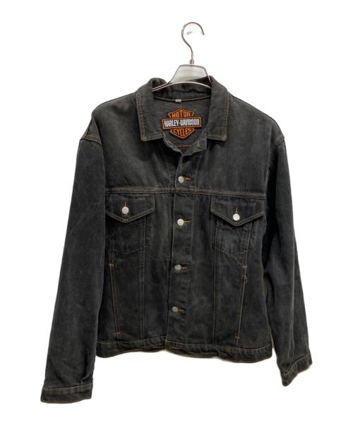 HARLEY-DAVIDSON（ハーレーダビッドソン）HARLEY-DAVIDSON (ハーレーダビッドソン) 刺繍デニムジャケット ブラック サイズ:Lの古着・服飾アイテム