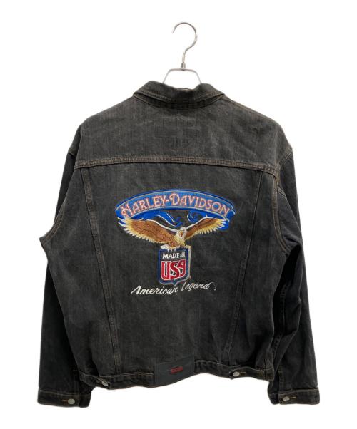 HARLEY-DAVIDSON（ハーレーダビッドソン）HARLEY-DAVIDSON (ハーレーダビッドソン) 刺繍デニムジャケット ブラック サイズ:Lの古着・服飾アイテム