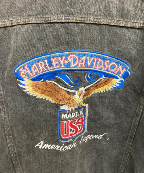 HARLEY-DAVIDSON（ハーレーダビッドソン）HARLEY-DAVIDSON (ハーレーダビッドソン) 刺繍デニムジャケット ブラック サイズ:Lの古着・服飾アイテム