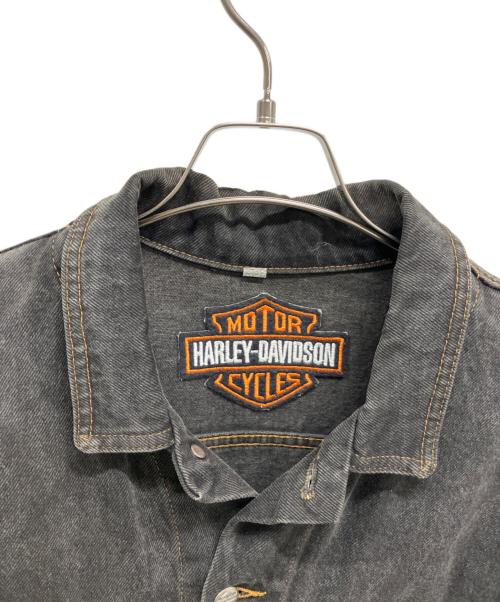 HARLEY-DAVIDSON（ハーレーダビッドソン）HARLEY-DAVIDSON (ハーレーダビッドソン) 刺繍デニムジャケット ブラック サイズ:Lの古着・服飾アイテム