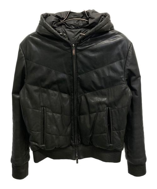 ARMANI COLLEZIONI（アルマーニ コレツィオーニ）ARMANI COLLEZIONI (アルマーニ コレツィオーニ) レザージャケット ブラック サイズ:52の古着・服飾アイテム