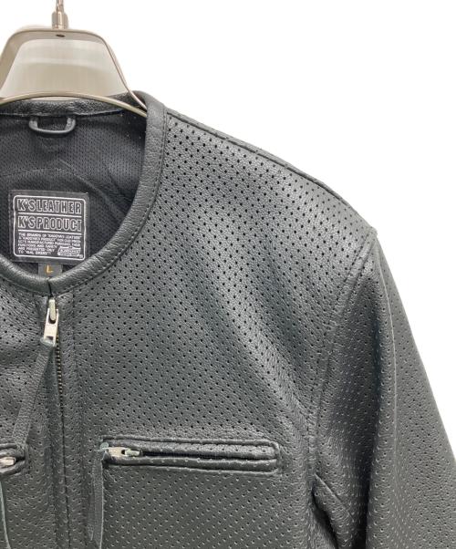KADOYA（カドヤ）KADOYA (カドヤ) パンチングレザージャケット ブラック サイズ:Lの古着・服飾アイテム