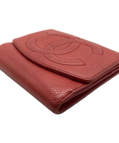 CHANEL（シャネル）CHANEL (シャネル) 2つ折り財布 レッドの古着・服飾アイテム