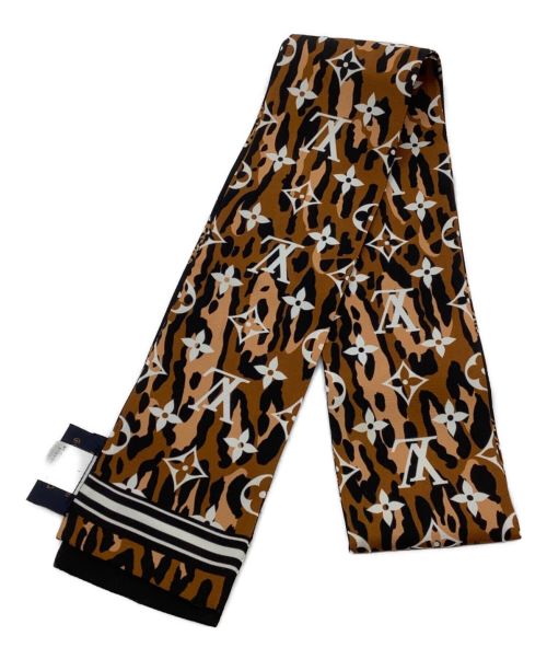 LOUIS VUITTON（ルイ ヴィトン）LOUIS VUITTON (ルイ ヴィトン) シルクスカーフ/バンドー・ジャイアントモノグラム ジャングル ブラウン×ブラックの古着・服飾アイテム