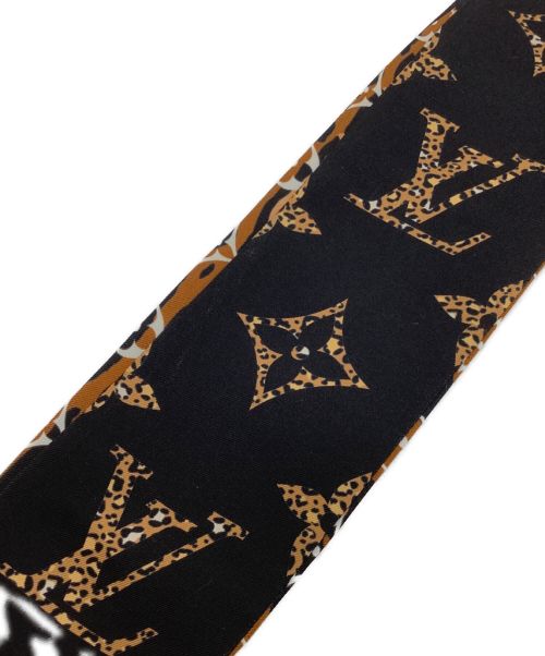 LOUIS VUITTON（ルイ ヴィトン）LOUIS VUITTON (ルイ ヴィトン) シルクスカーフ/バンドー・ジャイアントモノグラム ジャングル ブラウン×ブラックの古着・服飾アイテム
