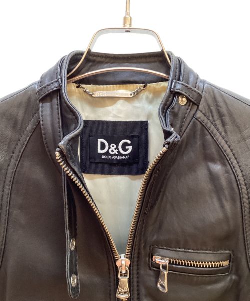 DOLCE & GABBANA（ドルチェ＆ガッバーナ）DOLCE & GABBANA (ドルチェ＆ガッバーナ) レザージャケット　シングルライダース ブラック サイズ:40の古着・服飾アイテム