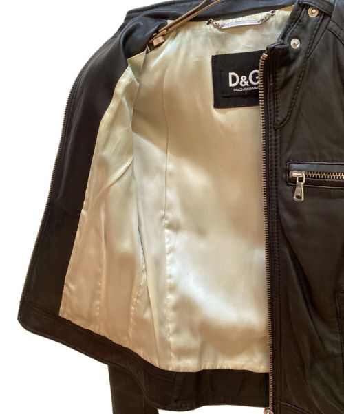 DOLCE & GABBANA（ドルチェ＆ガッバーナ）DOLCE & GABBANA (ドルチェ＆ガッバーナ) レザージャケット　シングルライダース ブラック サイズ:40の古着・服飾アイテム