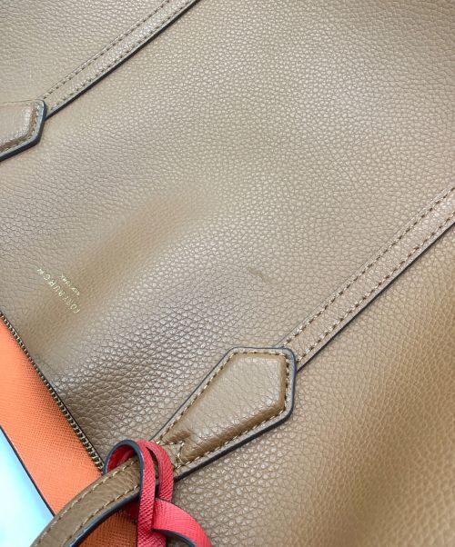 TORY BURCH（トリーバーチ）TORY BURCH (トリーバーチ) レザートートバッグ オレンジ×ブラウンの古着・服飾アイテム