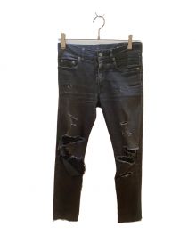 SAINTLAURENT JEANS（サンローラン ジーンズ）の古着「ダメージデニムパンツ」｜ブラック