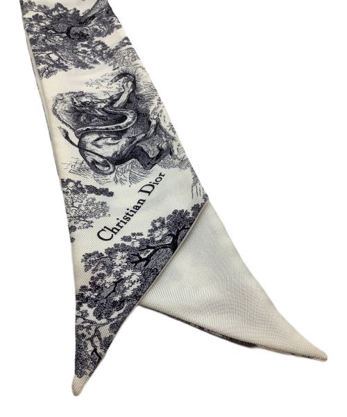 Christian Dior（クリスチャン ディオール）Christian Dior (クリスチャン ディオール) ミッツァスカーフ/トワル ドゥ ジュイ ソヴァージュ シルクツイル ホワイト×ブラックの古着・服飾アイテム