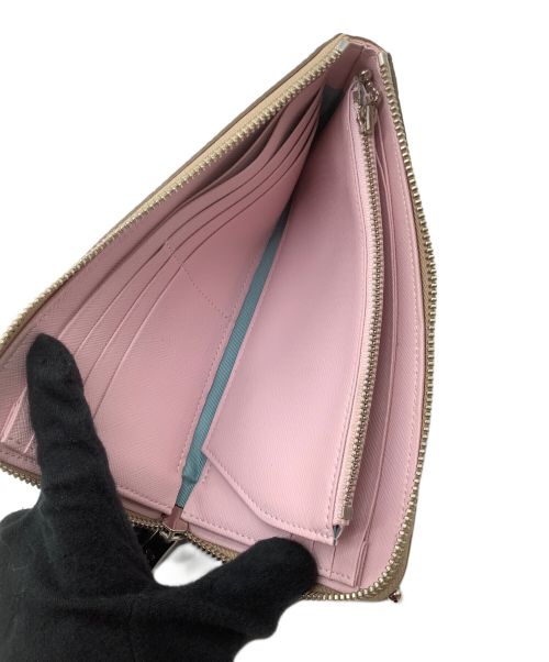 A.D.M.J.（エーディーエムジェイ）A.D.M.J. (エーディーエムジェイ) 長財布 ベージュ×ピンクの古着・服飾アイテム