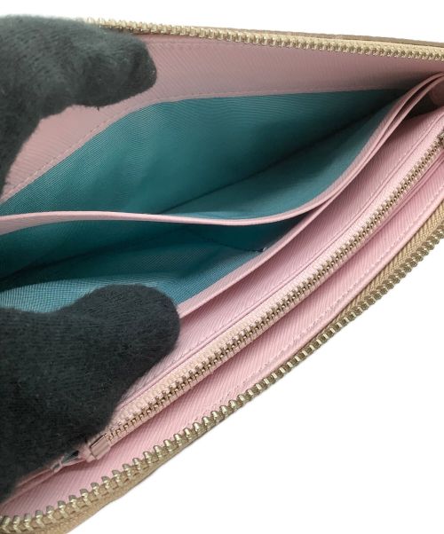 A.D.M.J.（エーディーエムジェイ）A.D.M.J. (エーディーエムジェイ) 長財布 ベージュ×ピンクの古着・服飾アイテム