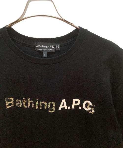 A BATHING APE（ア ベイシング エイプ）A BATHING APE (アベイシングエイプ) A.P.C. (アーペーセー) Tシャツ ブラック サイズ:Lの古着・服飾アイテム