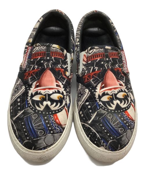 DSQUARED2（ディースクエアード）DSQUARED2 (ディースクエアード) スリッポン ブラック×レッド サイズ:40の古着・服飾アイテム