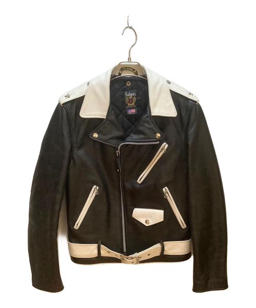 Schott（ショット）Schott (ショット) ライダースジャケット ブラック×ホワイト サイズ:36の古着・服飾アイテム