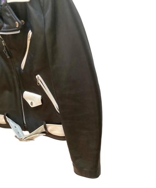 Schott（ショット）Schott (ショット) ライダースジャケット ブラック×ホワイト サイズ:36の古着・服飾アイテム