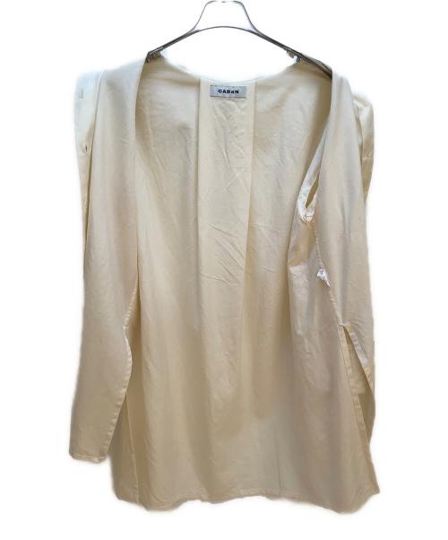 CABAN（キャバン）CABAN (キャバン) ウールツイルハイネックロングシャツ アイボリー サイズ:Ｓの古着・服飾アイテム