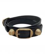 BALENCIAGAバレンシアガ）の古着「レザーブレスレット」｜ブラック×ゴールド
