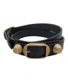 BALENCIAGA（バレンシアガ）の古着「レザーブレスレット」｜ブラック×ゴールド