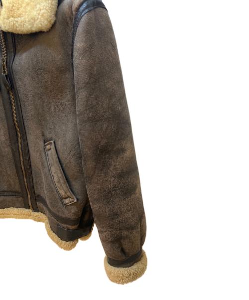 Schott（ショット）Schott (ショット) ムートンフライトジャケット ブラウン×ベージュ サイズ:40の古着・服飾アイテム