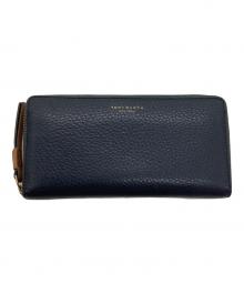 TORY BURCH（トリーバーチ）の古着「ラウンドファスナー長財布」｜ネイビー×ベージュ×グリーン