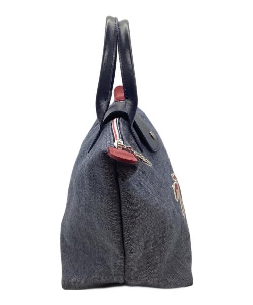 LONGCHAMP（ロンシャン）LONGCHAMP (ロンシャン) デニムハンドバッグ ネイビー×ブルーの古着・服飾アイテム