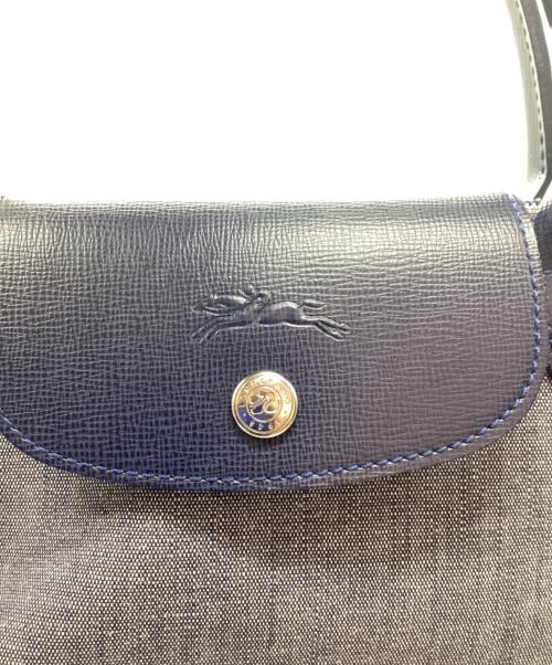 LONGCHAMP（ロンシャン）LONGCHAMP (ロンシャン) デニムハンドバッグ ネイビー×ブルーの古着・服飾アイテム