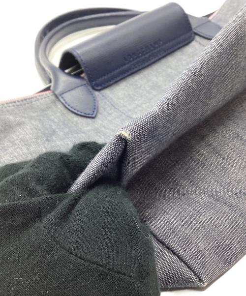 LONGCHAMP（ロンシャン）LONGCHAMP (ロンシャン) デニムハンドバッグ ネイビー×ブルーの古着・服飾アイテム