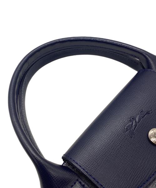 LONGCHAMP（ロンシャン）LONGCHAMP (ロンシャン) デニムハンドバッグ ネイビー×ブルーの古着・服飾アイテム