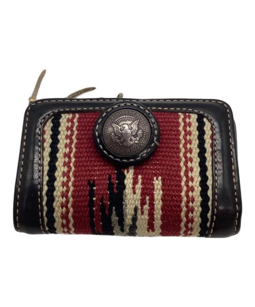 CENTINELA（センチネラ）CENTINELA (センチネラ) 2つ折り財布 レッド×ブラウンの古着・服飾アイテム