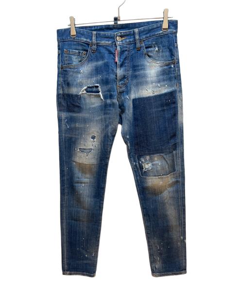 DSQUARED2（ディースクエアード）DSQUARED2 (ディースクエアード) ダメージデニムパンツ インディゴ サイズ:44の古着・服飾アイテム