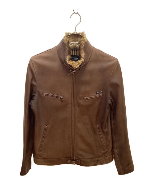 BURBERRY BLACK LABEL（バーバリーブラックレーベル）BURBERRY BLACK LABEL (バーバリーブラックレーベル) 襟ファーレザージャケット ブラウン サイズ:Lの古着・服飾アイテム