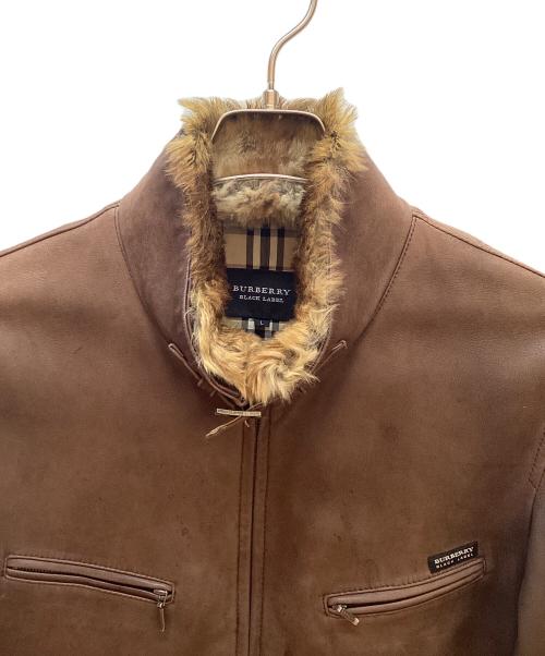 BURBERRY BLACK LABEL（バーバリーブラックレーベル）BURBERRY BLACK LABEL (バーバリーブラックレーベル) 襟ファーレザージャケット ブラウン サイズ:Lの古着・服飾アイテム