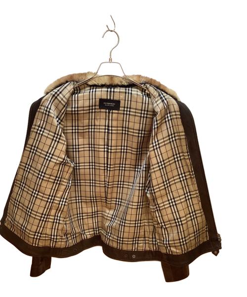 BURBERRY BLACK LABEL（バーバリーブラックレーベル）BURBERRY BLACK LABEL (バーバリーブラックレーベル) 襟ファーレザージャケット ブラウン サイズ:Lの古着・服飾アイテム