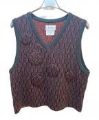 doubletダブレット）の古着「ニットベスト」｜カーキ×オレンジ