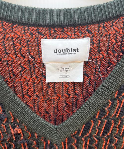 doublet（ダブレット）doublet (ダブレット) ニットベスト カーキ×オレンジ サイズ:Mの古着・服飾アイテム