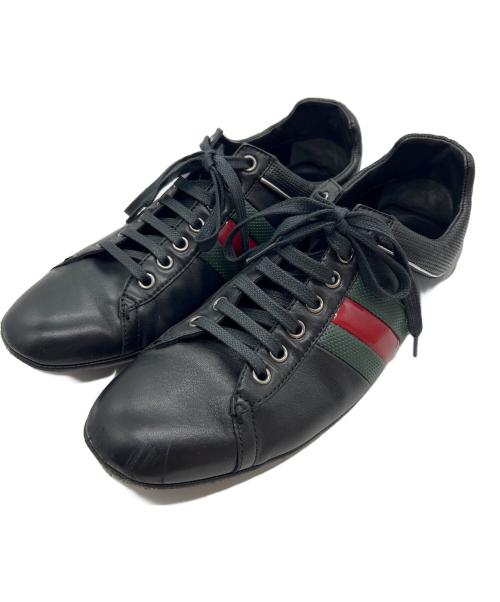 GUCCI（グッチ）GUCCI (グッチ) ドライビングシューズ ブラック×グリーン サイズ:25.5cmの古着・服飾アイテム