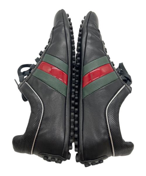 GUCCI（グッチ）GUCCI (グッチ) ドライビングシューズ ブラック×グリーン サイズ:25.5cmの古着・服飾アイテム