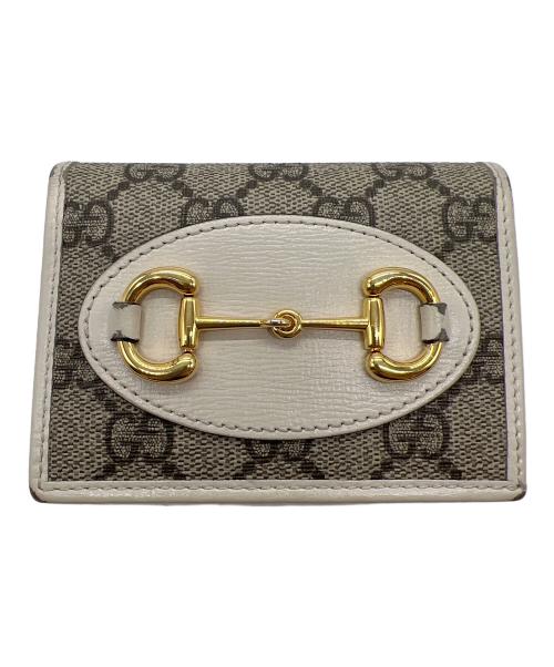 GUCCI（グッチ）GUCCI (グッチ) コンパクトウォレット グレー×ホワイトの古着・服飾アイテム