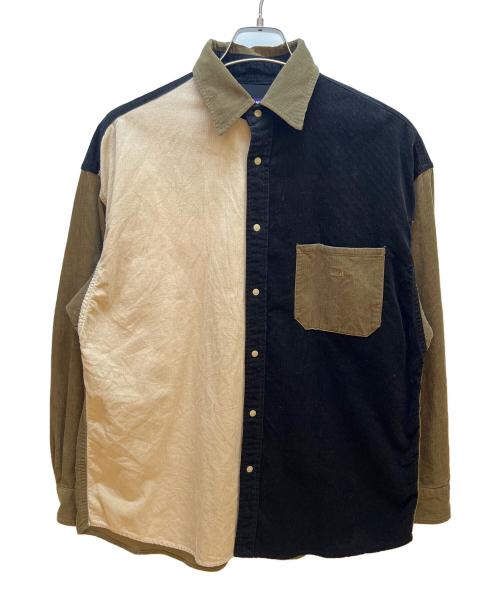 THE NORTHFACE PURPLELABEL（ザ・ノースフェイス パープルレーベル）THE NORTHFACE PURPLELABEL (ザ・ノースフェイス パープルレーベル) オーガニック コットン コーデュロイ ビッグ シャツ ブラック×カーキ サイズ:Sの古着・服飾アイテム