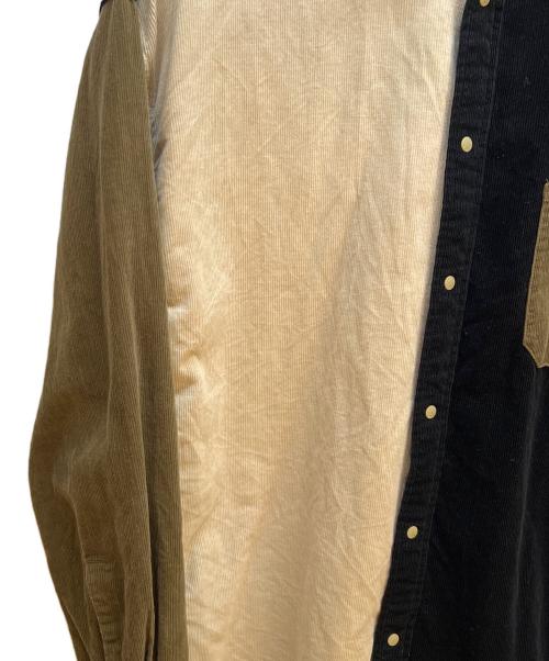 THE NORTHFACE PURPLELABEL（ザ・ノースフェイス パープルレーベル）THE NORTHFACE PURPLELABEL (ザ・ノースフェイス パープルレーベル) オーガニック コットン コーデュロイ ビッグ シャツ ブラック×カーキ サイズ:Sの古着・服飾アイテム