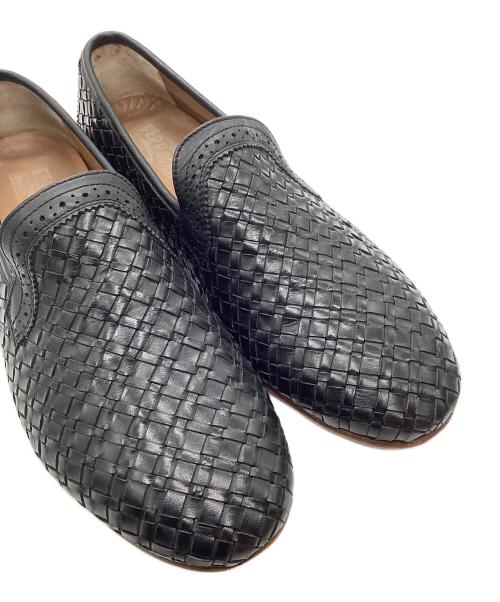 Salvatore Ferragamo（サルヴァトーレ フェラガモ）Salvatore Ferragamo (サルヴァトーレ フェラガモ) 編み込みレザーシューズ ブラック サイズ:9の古着・服飾アイテム