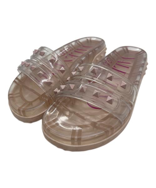VALENTINO（ヴァレンティノ）VALENTINO (ヴァレンティノ) スタッズラバーサンダル クリア×ピンク サイズ:38の古着・服飾アイテム