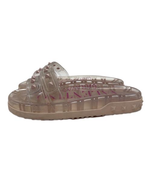 VALENTINO（ヴァレンティノ）VALENTINO (ヴァレンティノ) スタッズラバーサンダル クリア×ピンク サイズ:38の古着・服飾アイテム