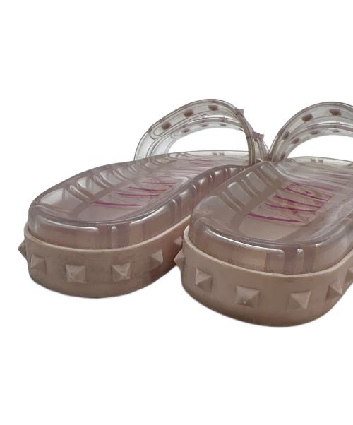 VALENTINO（ヴァレンティノ）VALENTINO (ヴァレンティノ) スタッズラバーサンダル クリア×ピンク サイズ:38の古着・服飾アイテム