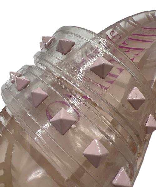 VALENTINO（ヴァレンティノ）VALENTINO (ヴァレンティノ) スタッズラバーサンダル クリア×ピンク サイズ:38の古着・服飾アイテム