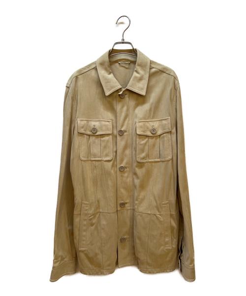 ERMENEGILDO ZEGNA（エルメネジルド・ゼニア）ERMENEGILDO ZEGNA (エルメネジルド・ゼニア) レザージャケット アイボリー サイズ:50の古着・服飾アイテム