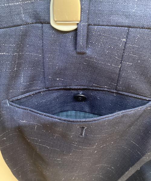 INCOTEX（インコテックス）INCOTEX (インコテックス) スラックス ネイビー×ホワイト サイズ:48の古着・服飾アイテム